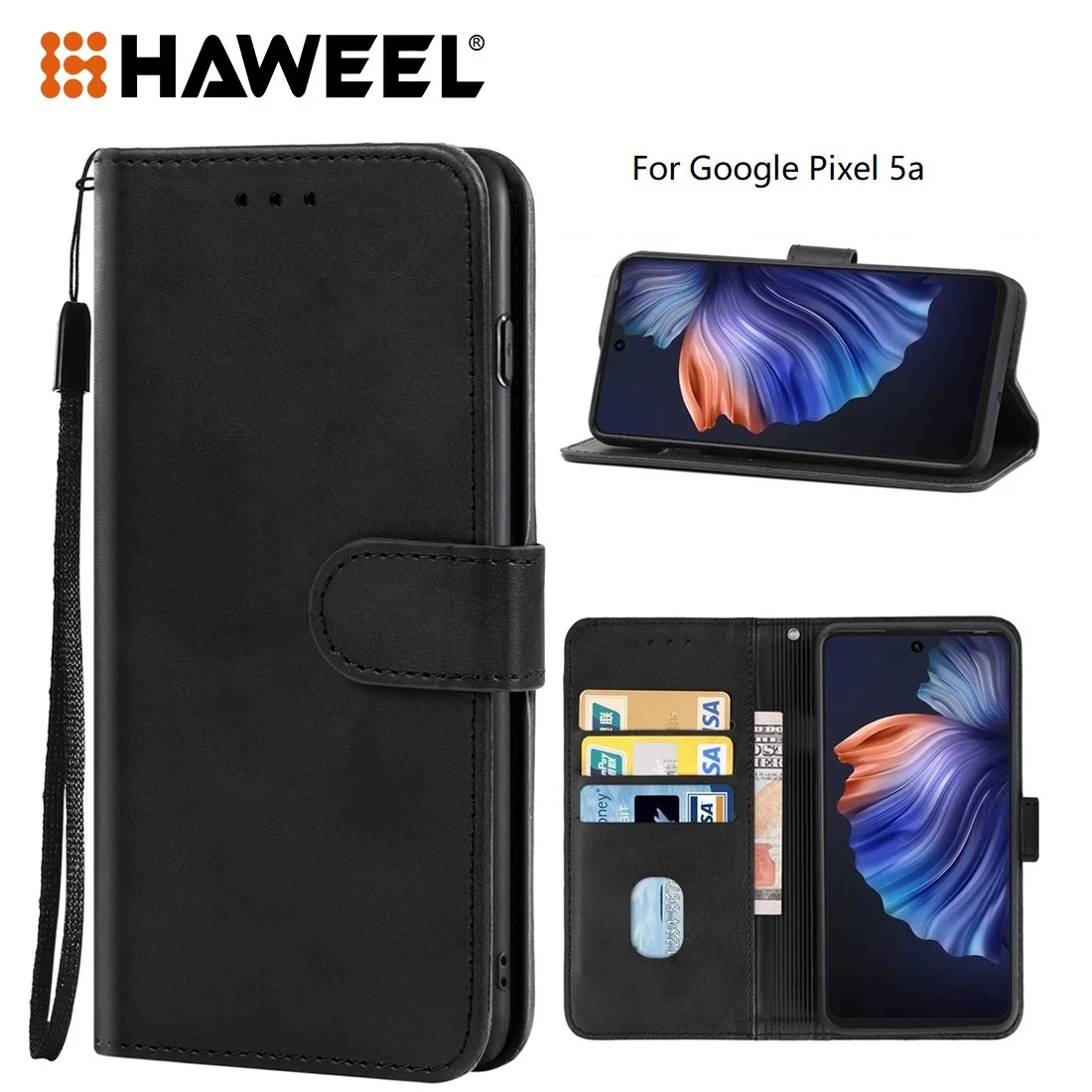 HAWEEL-Fivela Magnética Flip PU Caixa De Telefone De Couro Com Slots De Cartão, Carteira Capa Para CAT S62 Pro, Titular E Slots De Cartão