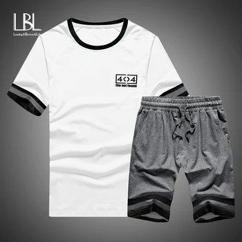 

2020 Summer Men Set New Tracksuits Casual Sportswear Clothes Men Tracksuit Male 2PC Short Tshirts + Shorts Sets Male Track Suits