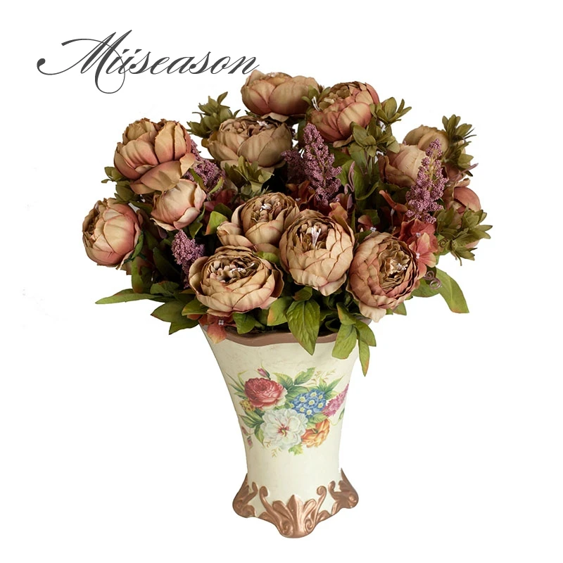 

1Bunch European Artificial Peony Decorative Party Silk fake Flowers Peonies For Home Hotel decor DIY Wedding Decoration wreath