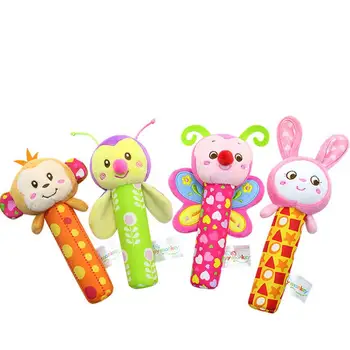 

Baby Lovely Plush Animal Handbell Stick Colorful Rattles Toys with BB Bell Infant Educational Plush Toy
