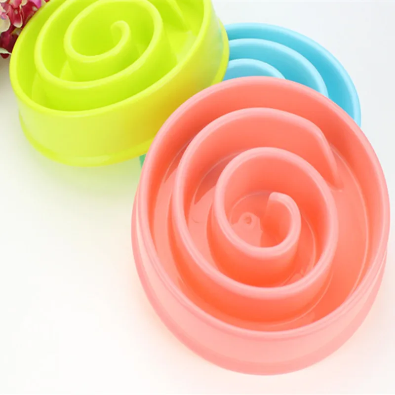 

Pet Dog Cat Interactive Slow Food Bowl 1Pc Anti Slip Gulp Feeder Healthy Bloat Dish For Pet Feeding Tools