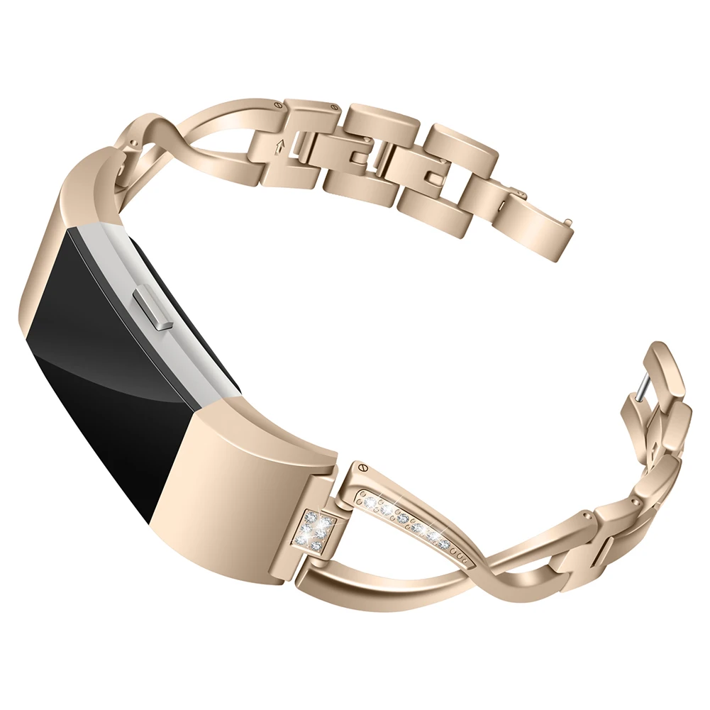 Watch Smartwatch Watch Strap with Drill for fitbit charge 3 Metal Chain Steel Strip Replacement Wristband Watch Accessories