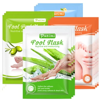 

4Pack Aloe/Lemon Exfoliating Foot Peeling Mask for Legs Feet Care Cream Remove Dead Skin Peel Foot Mask Socks for Pedicure Socks