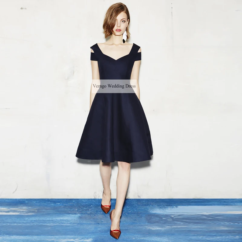 

Verngo Short Evening Dress 2020 Little Black Dress Elegant Party Gown Simple Formal Dresses Vintage Custom Made Abendkleider