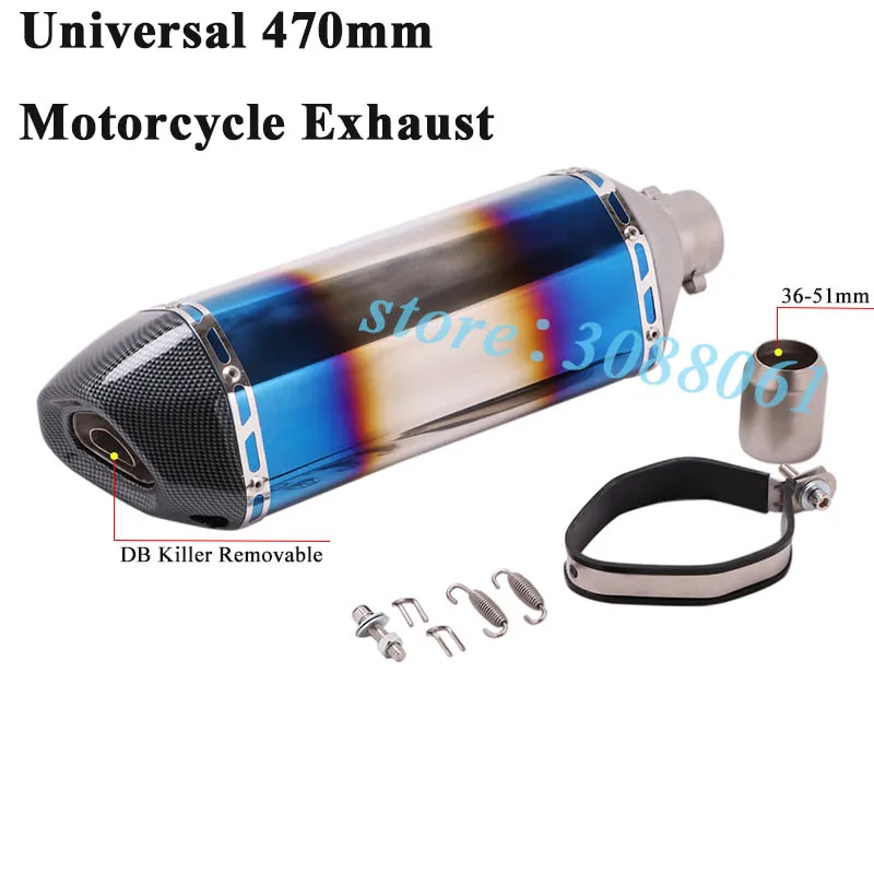 Универсальный 51 мм мотоцикл Akrapovic выхлопная труба Escape модифицированный двигатель 470 мм Глушитель дБ убийца для CBR500 Ninja 400 Z1000 GSR750