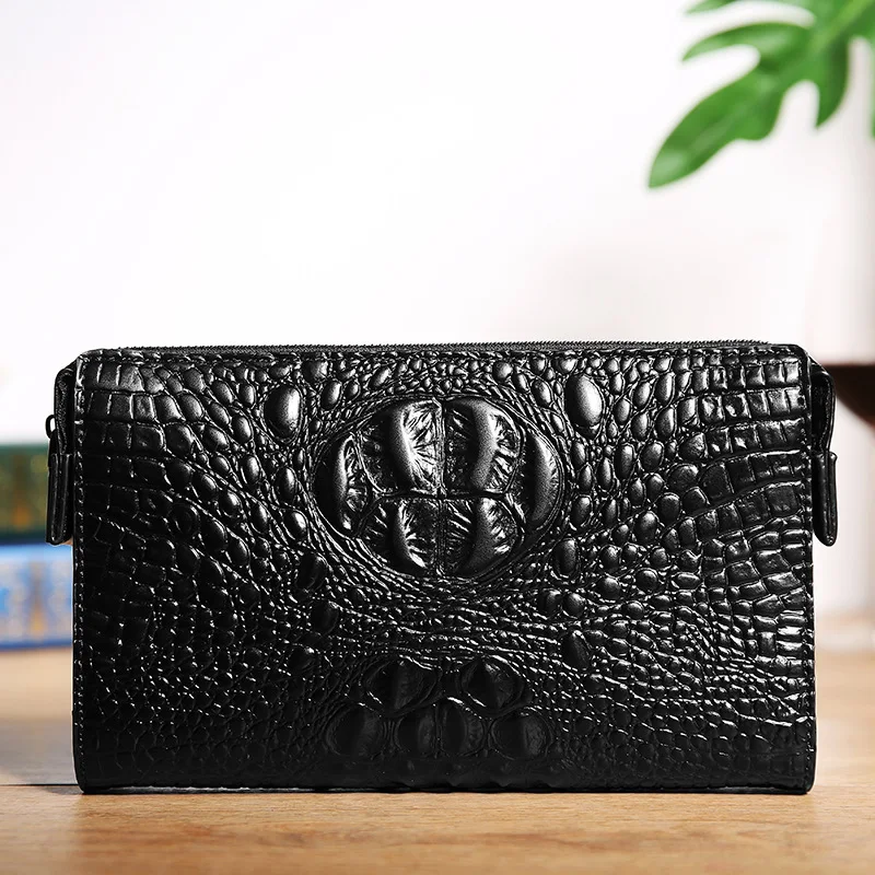 

Men's handbag high quality casual simple Korean fashion crocodile pattern wrist bag 2019 new JIULIN