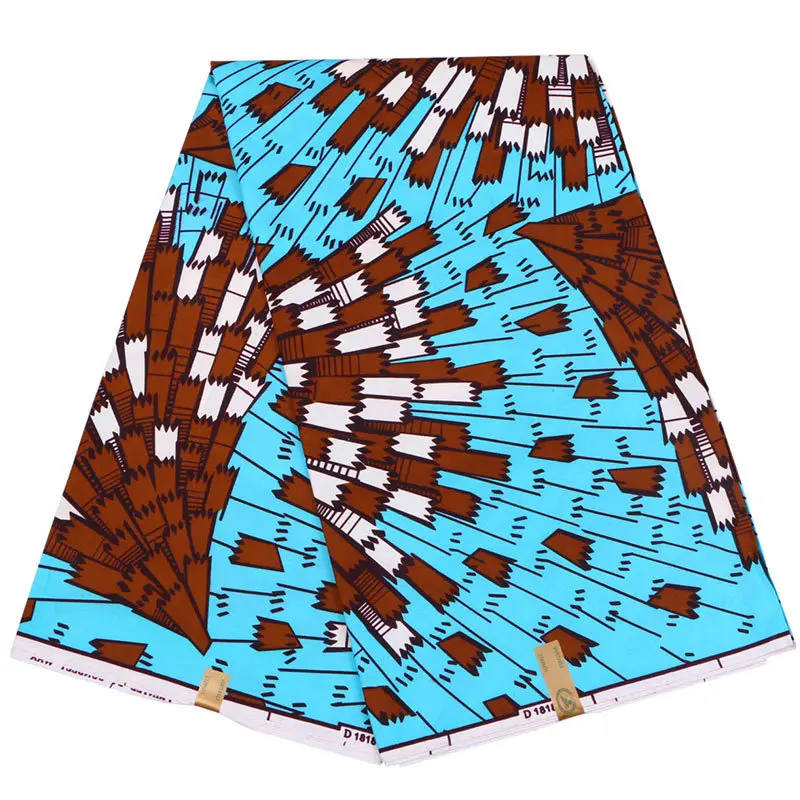 

2019 Latest Arrivals New African Pagnes Ankara Veritable Real Dutch Wax Blue And Brown Printed Fabric 6Yards\Set