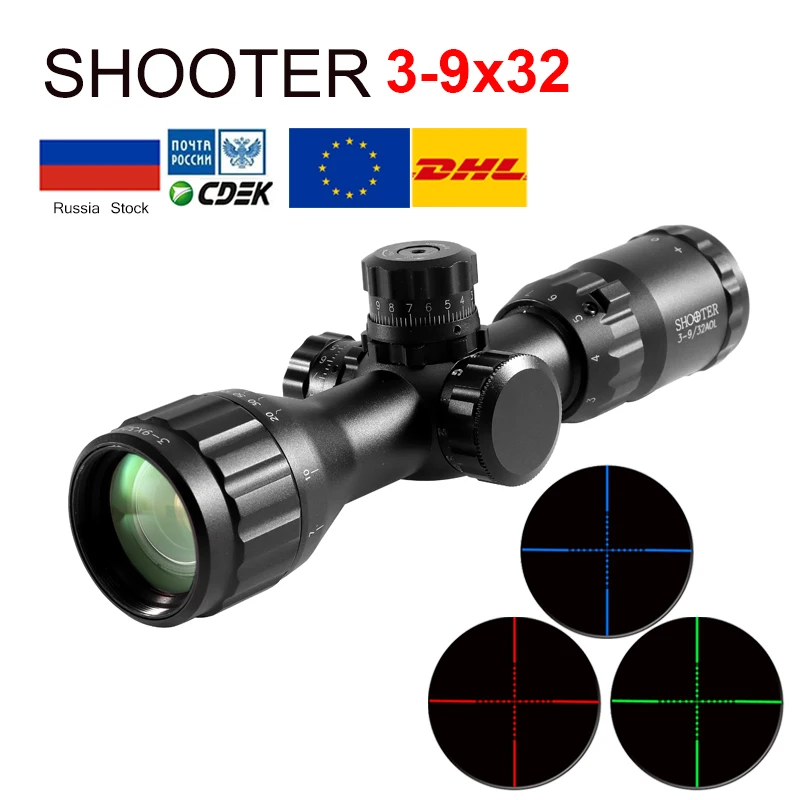 Тактический охотничий прицел SHOOTER 3-9x32 AOL оптический с подсветкой Красной и