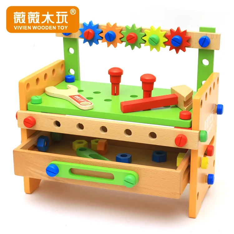 

Children's wooden nut building blocks combination ever-changing tool table hands-on DIY disassembly early education puzzle game