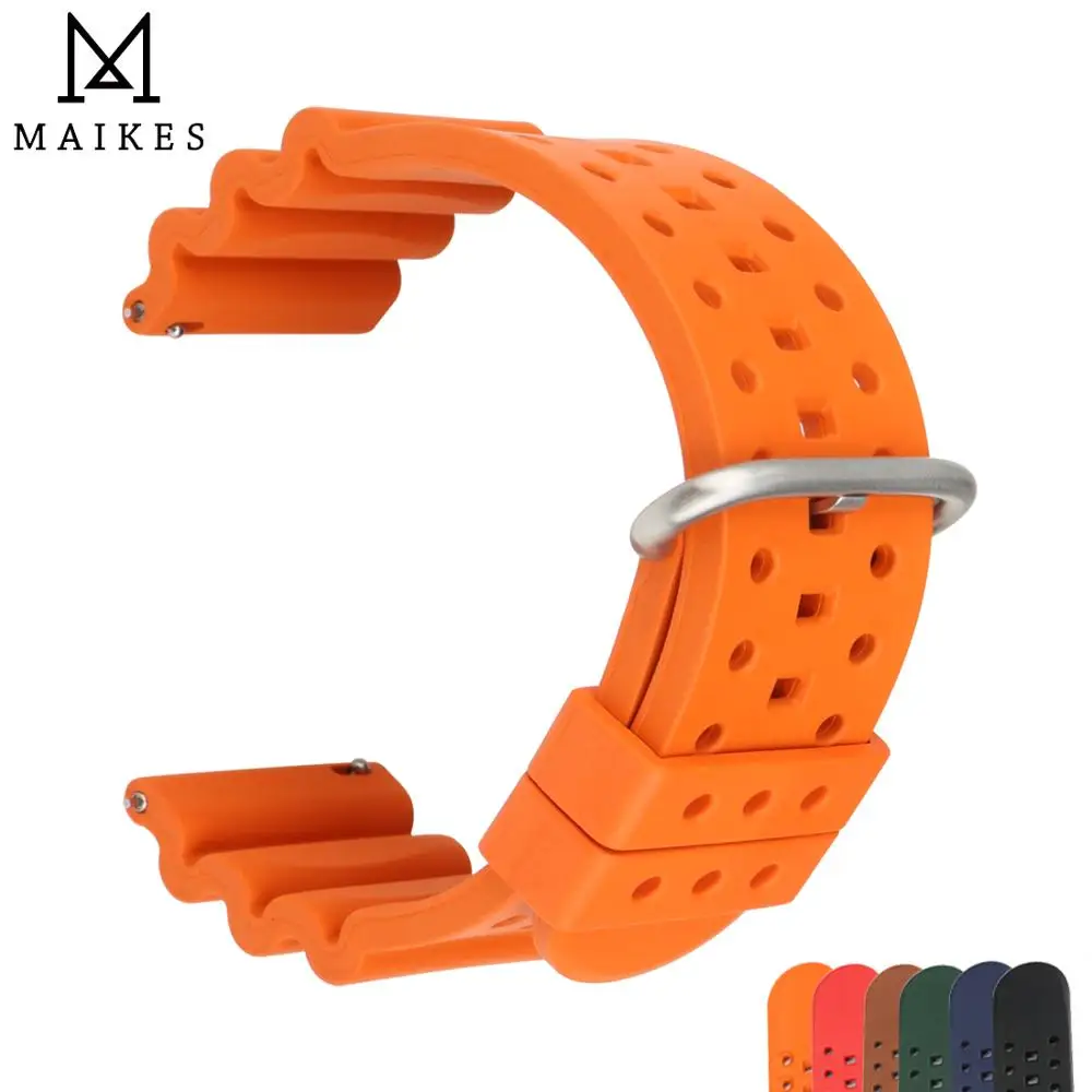 

MAIKES Hight Quality 20mm Rubber Watchbands Quick Release Sport Watch Band Universal Silicone Rubber Watch Strap 6 color
