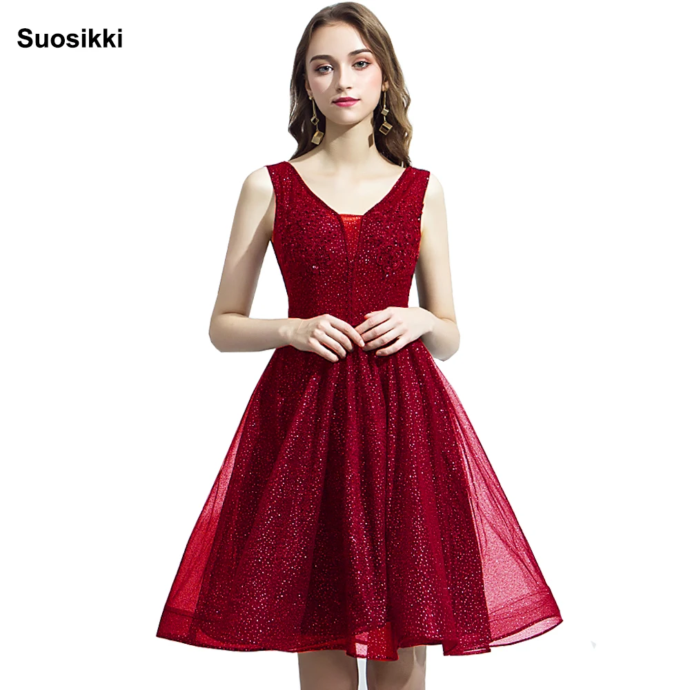 Cocktail dresses applique party pink lace Beading new evening party gown formal short prom dress