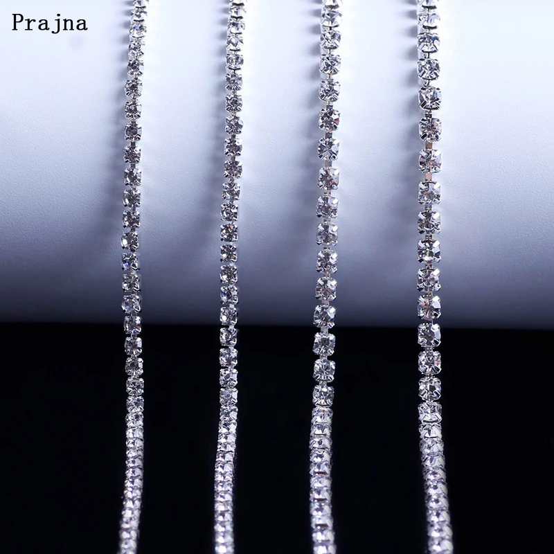 Prajna SS6 SS10 SS12 стразы s AB Цвет Белый Стразы цепь отделка для платья ручной работы