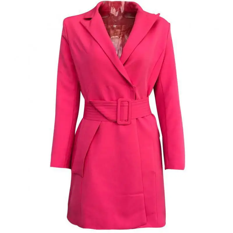 

Red RoosaRosee Designer Elegant Jacket For Women Long Sleeve With Sashes Coat Autumn Fashion New 2019 Overcoat Outwear Female