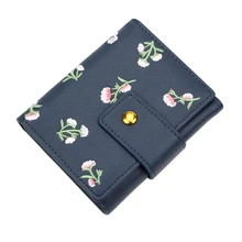 Floral Women Wallet Small Pu Leather Purse Mini Clasp Lady Wallet With Coin Pocket Lovely Girl Purse Small Change Pouch