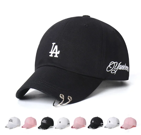 

Fashion metal LA and ny bone America europe Tide Shooting Adult Baseball Cap Men&Women Solid Color Letter Cap Outdoor Hats