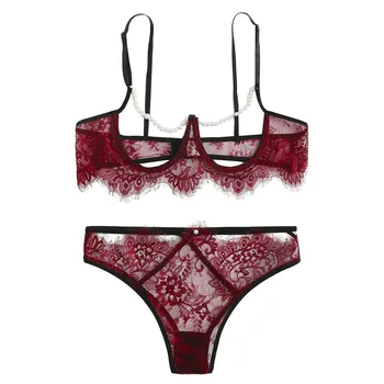 

Underwear Ladies Sexy Perspective Suspenders Pearl Lace 2 Piece Underwear Set Ladies Sexy Underwear Set #YL5