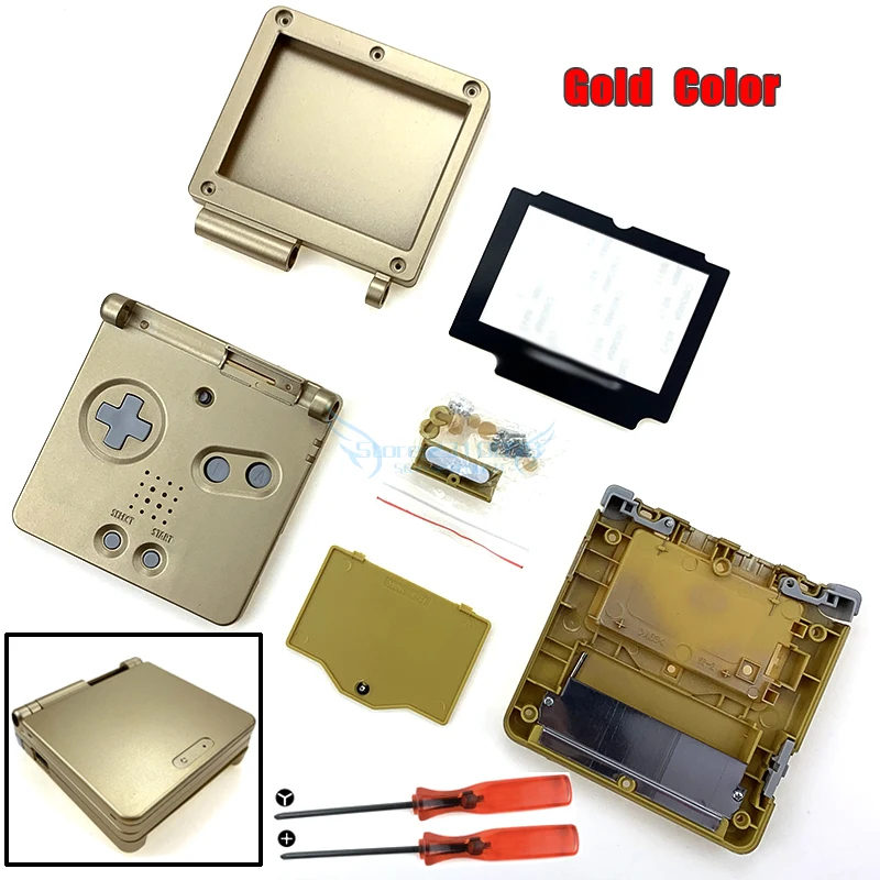 Полный Корпус Замена корпуса для nintendo Gameboy Advance SP для GBA SP чехол для игровой консоли с инструментами для ремонта - Цвет: Gold