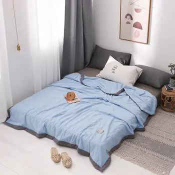 

1 Pc Quilt Blue Color Washed Cotton Summer Quilted Air-condition For Duvet Comforter Room Queen Size King