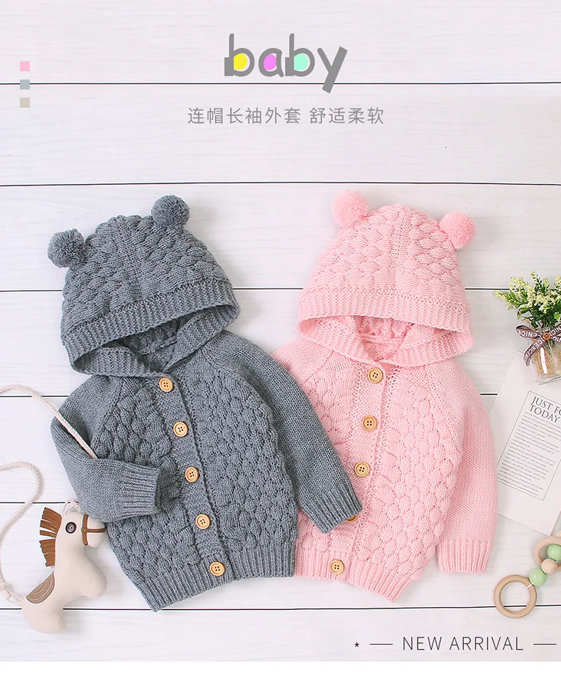 

Unisex Baby Solid Long sleeve Buttons Up Hoodie Sweater Warm Coat Sweatshirt