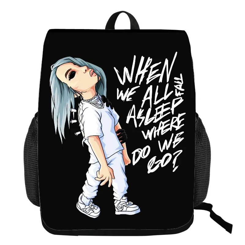 Billie Eilish Bagpack Подростковая распылитель ранцевого типа для с искусственного меха, сумочка, добавить свой комментарий elish портфели джинсовый пенал для мальчиков и для девочек рюкзак для путешествий - Цвет: 9