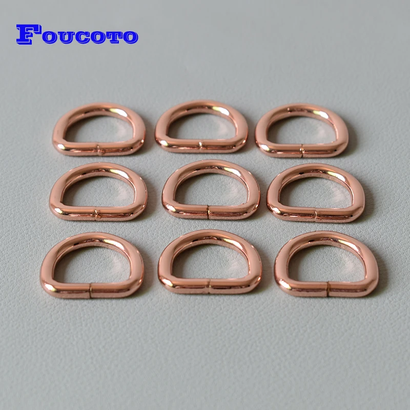 100Pcs/Lot Nickel Plated D-Rings For 3/4Inch(20mm)Webbing Strapping Bags Garment Accessories Buckle- Rose Gold