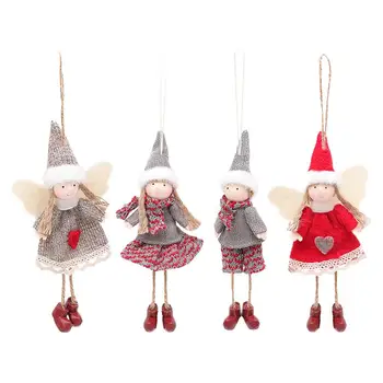 

4PCS Holiday Party Decoration Angel Doll Lovely Elves Christmas Decoration Handmade Linen Angel Pendant Christmas Tree Ornaments