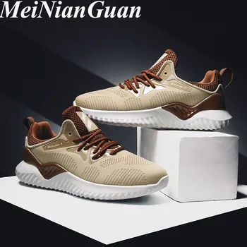 

Big Size Men's Sneakers Unisex Casual Shoes Male Fly Weaving Walking Shoes for Men Lace Up Training Footwear Brown Mens Shoes K5