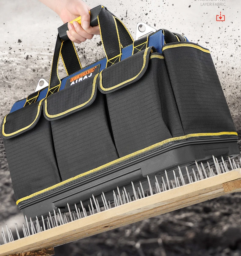 tool chest trolley AIRAJ 2021 Tool Bag Large Capacity Wear-Resistant Waterproof 1680D Oxford Cloth Electrician Bag 17/19/21 Inch Travel Bag beehive tool bags