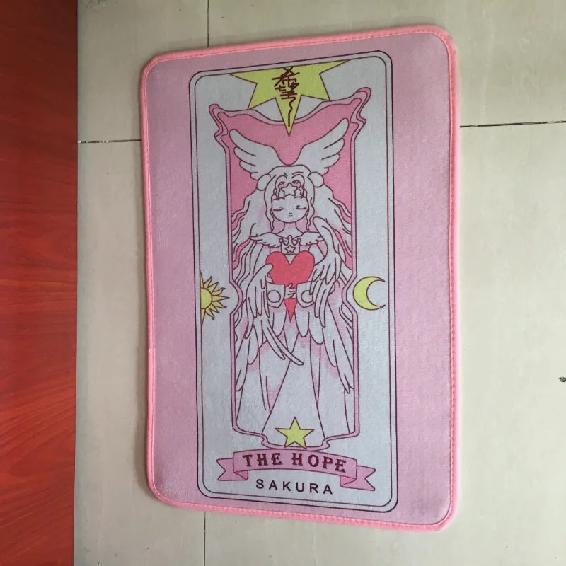 Anime Cartoon Moon sakura carpet Lovely Printed door Rugs Bedroom Rug Anti-slip Floor Mats Creative Magic Pink Style Carpets | Дом и сад