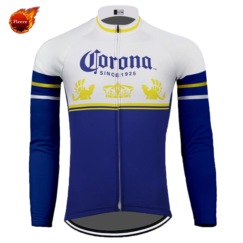 winter fleece Hot classic retro cycling jersey Men long sleeve cycling clothing winter fleece and Spring Autumn thin MTB maillot ciclismo ALL - Цвет: winter fleece