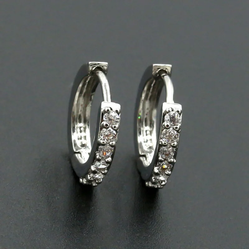 Простые элегантные круглые маленькие серьги-кольца для женщин, медь, кубический цирконий, хрустальные серьги, свадебные ювелирные украшения для невест