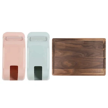 

1 Pcs Black Walnut Chopping Board Steak Board Solid Wood Steak Tray & 2 Pcs Plastic Garbage Bag Storage Box