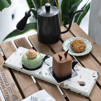 

1pc Terrazzo Coffee Shop Food Service Plate Dinner Plate Terrazzo Tray Chopping Board Home Decoration