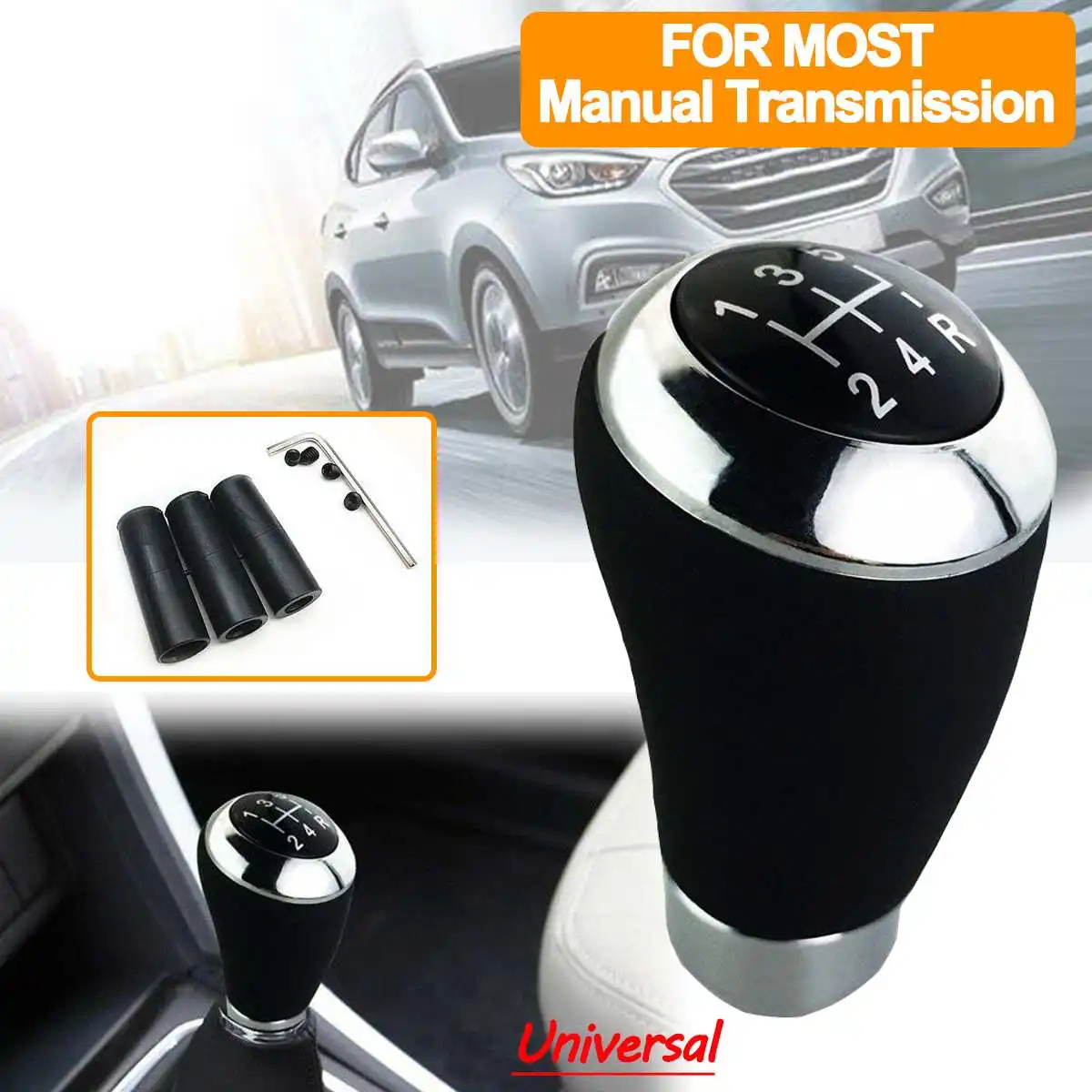Universal 5 Speed Car Gear Stick Shift Knob Lever Handle Shifter For