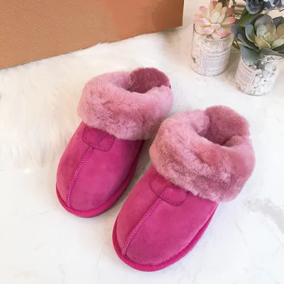 2022 Natural Sheepskin Home Slipper Winter Women Indoor Slippers Fur Slippers Wool Home Cotton Shoes Slipper Lady Home Shoes indoor outdoor slippers with arch support Indoor Slippers