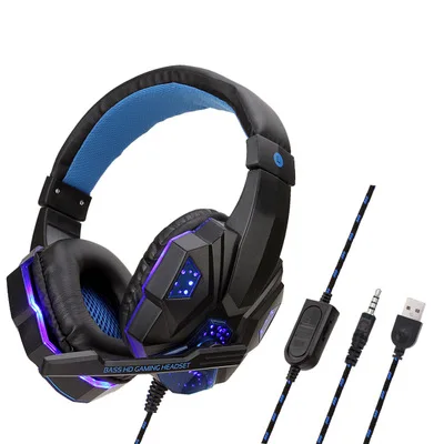 Новые игровые наушники PS4 стерео наушники гарнитура с микрофоном для ноутбука/ПК планшета геймера люминесцентные наушники - Цвет: PS4 black blue