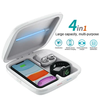 

Wireless Charger UV Sterilizer Disinfection Box For iPhone Apple Watch Earphone Multifunctional Household Charger For Key Ring