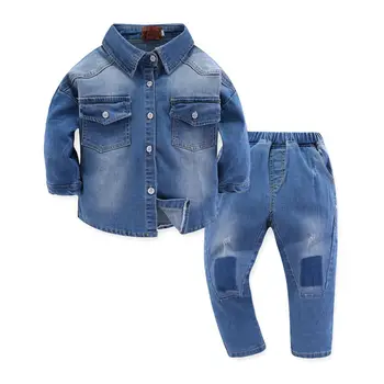 

2020 fall and winter children's clothing boys cowboy suit Korean tidal boy 2 suit