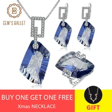 Комплект ювелирных изделий из натурального иолита с синим мистическим кварцем, геометрические Ювелирные наборы, 925 пробы, серебряное ожерелье, серьги, кольцо