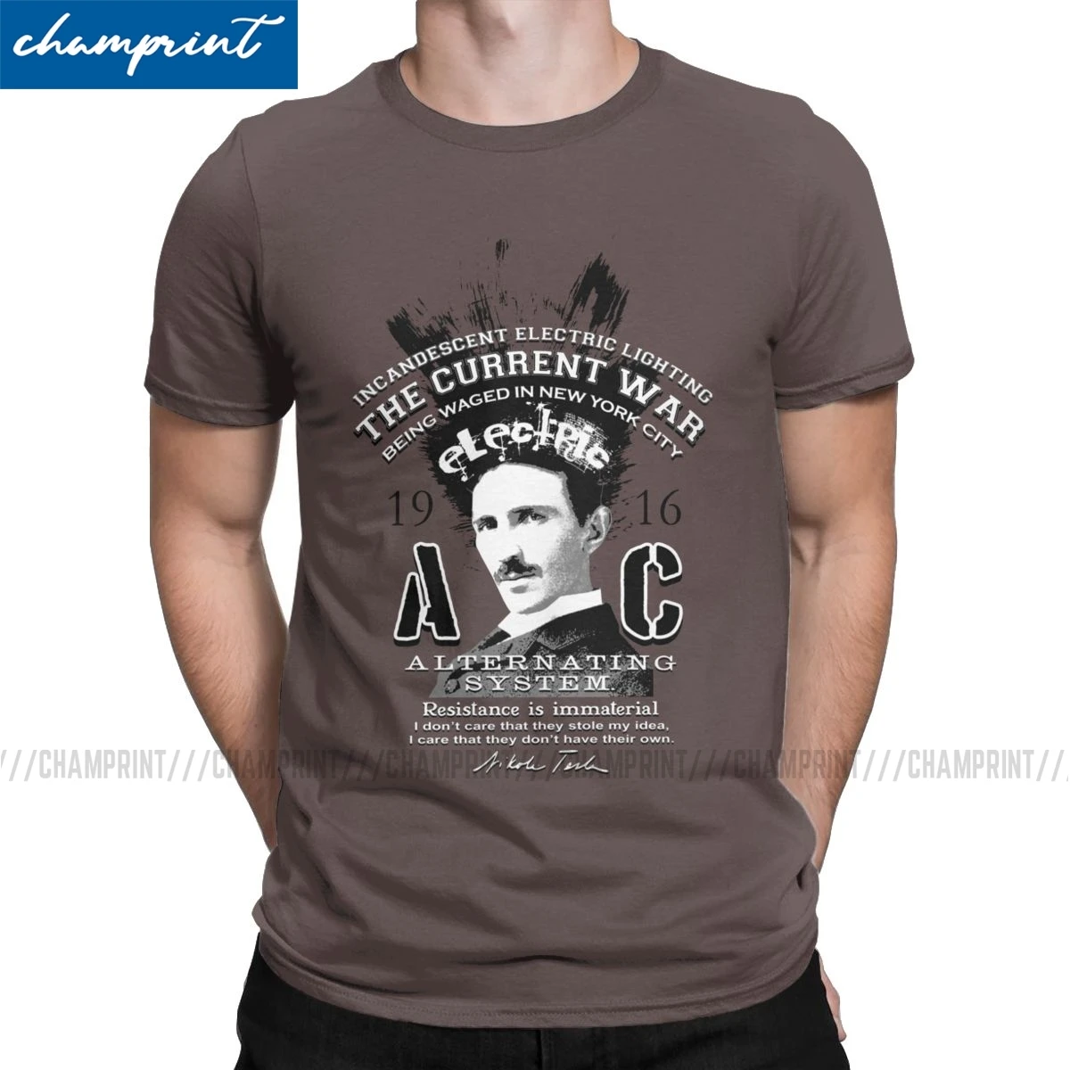 Мужские футболки Nikola Tesla новинка с коротким рукавом и круглым вырезом для физика