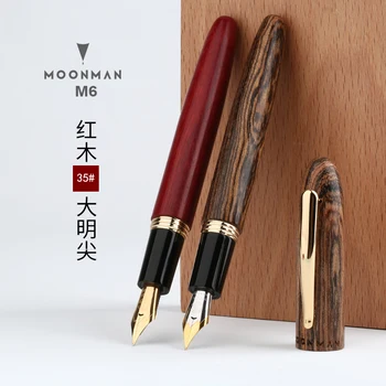 

New Moonman M6 Natural Wood Fountain Pen Handmade Full Wooden Beautiful Pen Iridium Fine 0.5mm Fashion Writing Ink Pen Gift Pen