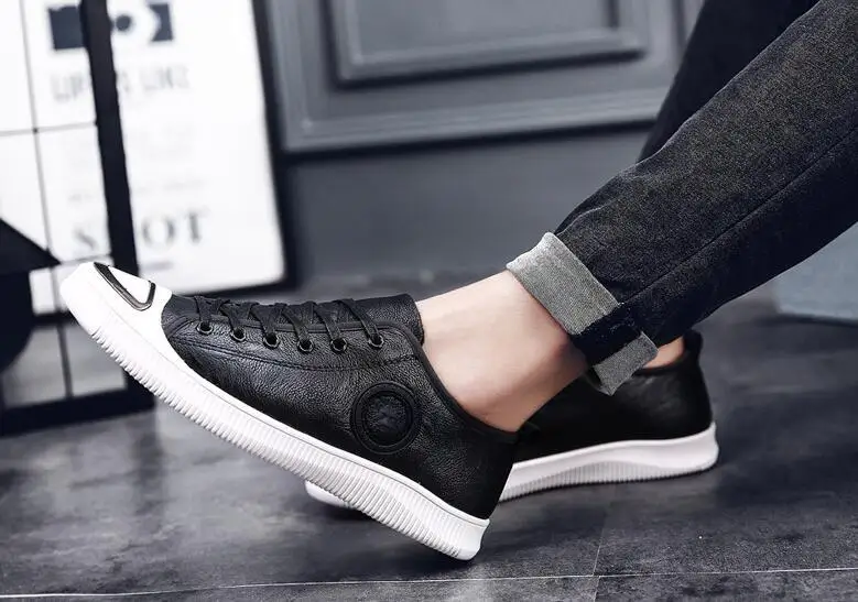 Спортивная обувь бархатная Цвет Черный Теплая мужская кожаная официальная для