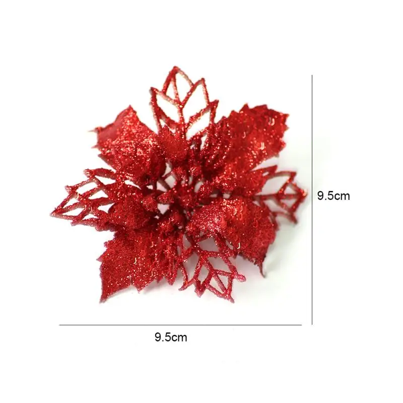 1 шт., искусственные цветы к Рождеству, искусственные цветы, блестящие рождественские украшения, рождественские украшения для дома, год