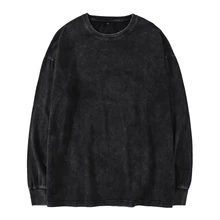 Kanye West негабаритная футболка с длинными рукавами для мужчин хип-хоп тяжелые Промытые футболки для мужчин с круглым вырезом футболки Мужская Уличная одежда с длинным рукавом