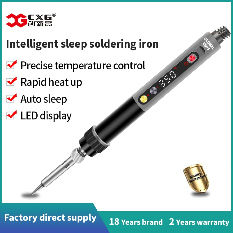 CXG E60S Electric Soldering Iron With Sleep Function Digital Display Temperature Regulator Professional Rework Tool 110-220V 60W hot stapler plastic repair