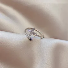 Korean version of the new fashion creative aircraft micro-inlaid zircon ring female temperament exquisite ring