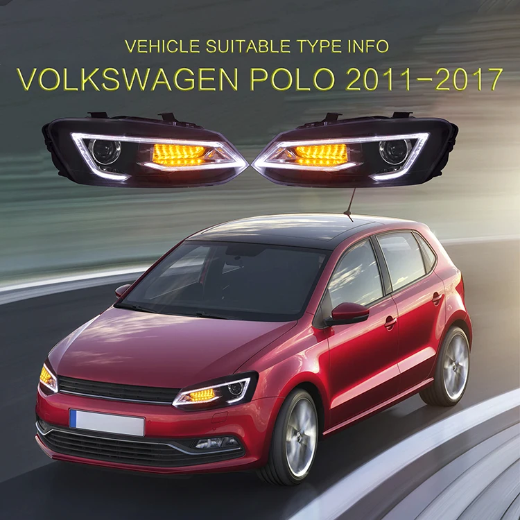 VLAND LED Rückleuchten für VW Polo 6R 6C 2011-2017 Mit sequentieller Rot  E-MARK