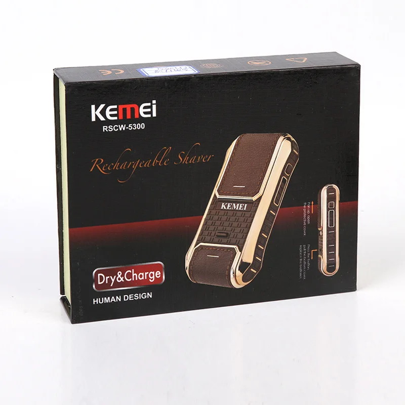 Kemei электробритва, портативная мини бритва, возвратно-поступательный беспроводной триммер для бороды, перезаряжаемый станок для бритья, мужской уход за лицом 43D - Цвет: with box