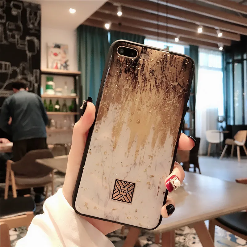 S Золотой фольга мрамор Bling чехол для телефона для iPhone 11 Pro Max X XS чехол для Max XR Мягкий ТПУ гранитный чехол для iPhone 7 8 6 6s plus чехол - Цвет: S