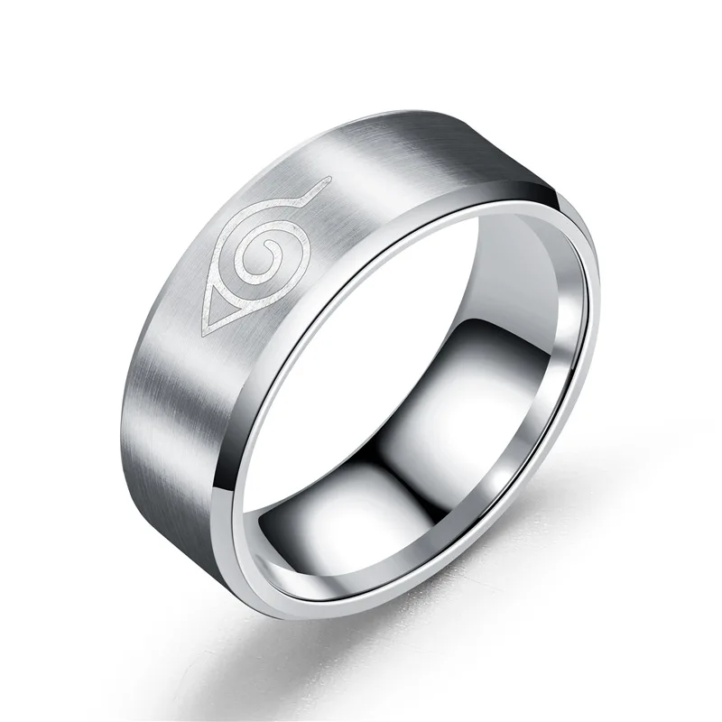 2021 New Konoha Sign 316L Stainless Steel Ring Black Finger RingsTitanium for Men Women Wholesale Christmas Gifts | Тематическая
